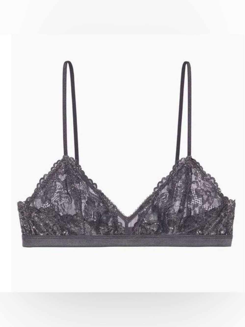 NWT Savage X Fenty Charcoal Lace Bralette - Sheer Triangle Large